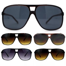 SA106 Oversize Large Thin Plastic Racer Mens Sport Sunglasses - (2-pack) black and brown