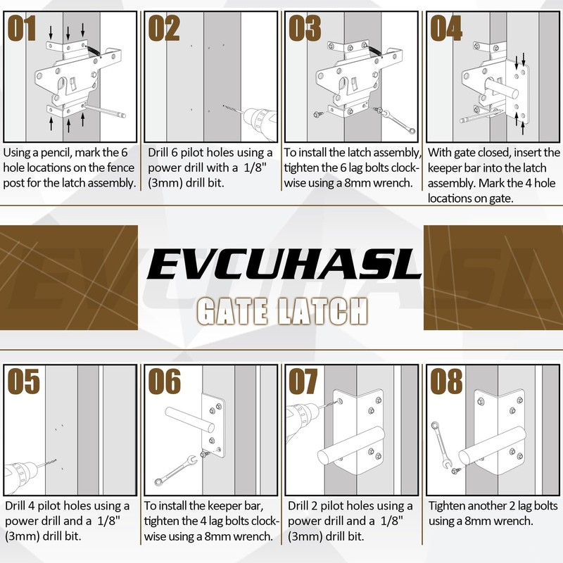 EVCUHASL Self Locking Gate Latch, Heavy Duty Post Mount Automatic