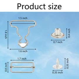 Fepibur 8 Sets Overall Buckles Replacement, Metal Adjustable Overall Clips Replacement Buckle Jeans Accessories Hook Pants Sewing Accessories (Bright White, Bronze)