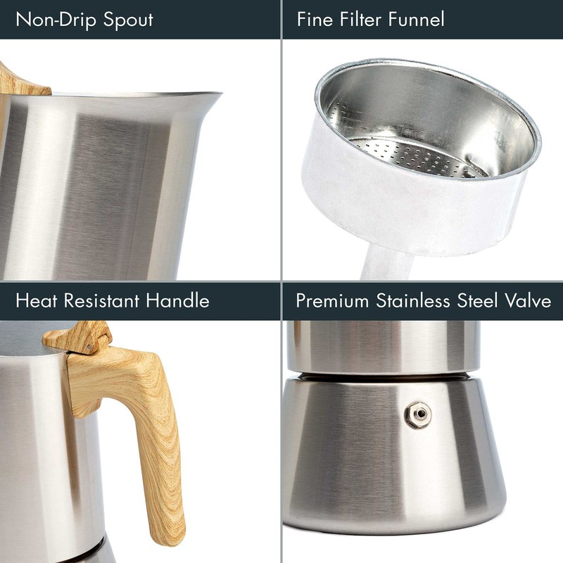 Primula Premium Stainless Steel Stovetop Espresso and Coffee Maker, Moka
