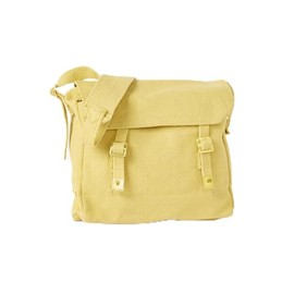 Biker Messenger Bag Military Retro Jute Canvas Haversack WH2 Shoulder Strap Fish (Khaki)