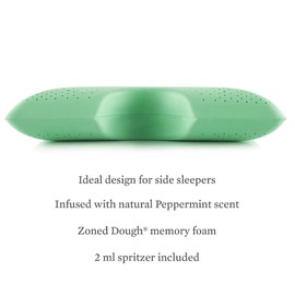 MALOUF Z Shoulder Zoned Dough Memory Foam Pillow - Infused with Peppermint Oil - Aromatherapy Spritzer Included - Premium Tencel Cover - 5 Year U.S. Warranty - Mid Loft - Queen, Green
