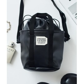 Fredrick Packers DRAWSTRING MINI TOTE ECO LEATHER 2-Way Drawstring Faux Leather Tote Bag, Lightweight, Adult, Mini, Solid Color, Available in EC Limited Colors, Black