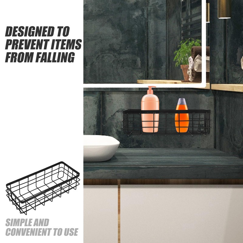 PACKOVE Black Wire Basket Metal Wire Basket Wire Shower Basket