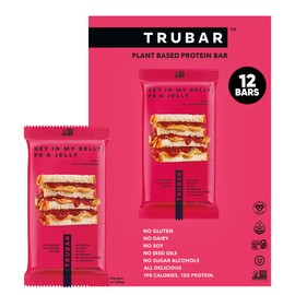 TRUBAR- “Barra de Proteína Vegana, Get In My Belly PB & Jelly, Sin Gluten, Proteína a Base de Plantas, Sin Lácteos, No G