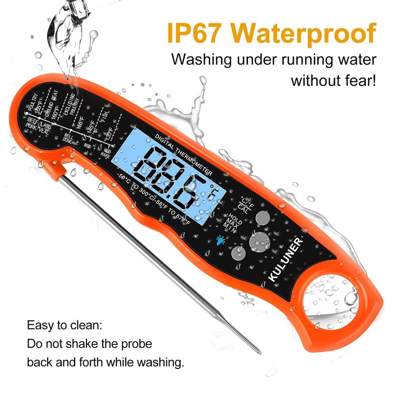 KULUNER TP-01 Waterproof Digital Instant Read Meat Thermometer with 4.6”