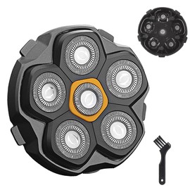 VRMETA 6 Blade Magnetic Replacement Shaving Heads for Bald Men Compatible with All 6D Magnetic Electric Razor (1 PCS VM-072)