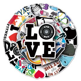 Gym Workout Stickers |50Pcs Fitness Room Bodybuilding Waterproof Vinyl Decals for Water Bottles Laptop Luggage Cup Computer Mobile Phone Skateboard Guitar Decor