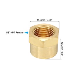 PATIKIL 1/8" NPT Female Brass Pipe Fitting Cap, Hex Head Brass Tubing Cap Thread Ends Cap Sealing Fittings for Refrigeration, Gas, Air, Water, Oil Line, Brass Tone