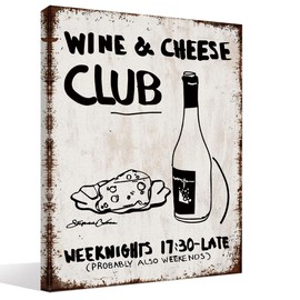 BIWSHA Retro Cart Wall Art Room Decor，Wine Decor For Kitchen，Bar Cart Sign Pictures Decorations For Home Bar，Canvas Wall Art 11x14 Inches