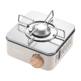CretFine Mini Butane Camping Stove with Portable Bag, Indoor and Outdoor Cooking, for Emergency and Camp Essentials, 8205 BTU, 2hr Usage per Canister, Gas Not Included, White