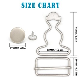 Enosea 4 Sets Metal Overall Buckles Suspender Replacement Buckles with Adjustable Buckle Slider and No-Sew Buttons (1.25 inch)