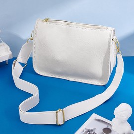 PH PandaHall Adjustable Leather Bag Handle, 32.6~54 inch Handbag Strap 1.5 Inch Wide Purse Strap White Replacement Handle for DIY Women Handbag Messenger Bags Shoulder Bags, Golden Buckles