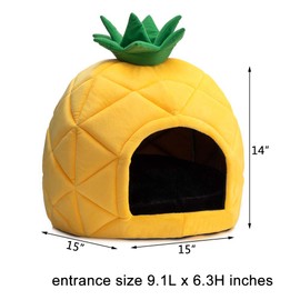 Hollypet Cozy Pet Bed Warm Cave Nest Sleeping Bed Pineapple Shape Puppy House for Cats and Small Dogs, Yellow