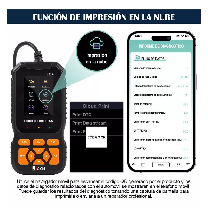 JZZB OBD2 Profesional Scanner para Auto 35901 Códigos Avería, Escáner