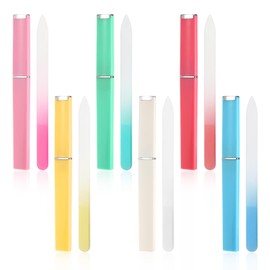 BOHUIZ 6Pcs Glass Nail File with Case, Double Sided Finger Nail Files Gradient Color Professional Fingernail Files for Natural, Pedicure, Artificial, Fake Nails