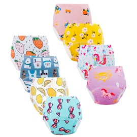 Potty Training Underwear for Girls, Toddler Learning Designs Training Pants(8 Packs, Multi-Colored, 4-6T, L)