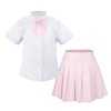 Girls' School Uniform Skirt Set，Girls Bow Tie Shirt Top with