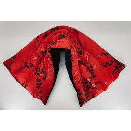 Tranquil Elegance Handmade Soothing Wrap Heating Pad - Dual Sided Satin Brocade & Velvet - Flax Seed Fill - Lavender Scented - Red Moon Bloom - TSWL-RB