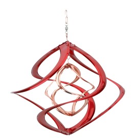 Red and Copper-Plated Metal Double Helix Wind Spinner