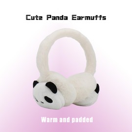 Kids Winter Plush Warm Earmuffs Girls Boys Cute Panda Faux Fur Ear Warmers Soft Fleece Thermal Earflaps Ears Protector Children Cold Weather Warm Ear Covers Earmuffs Xmas Gift Winter Birthday Gift