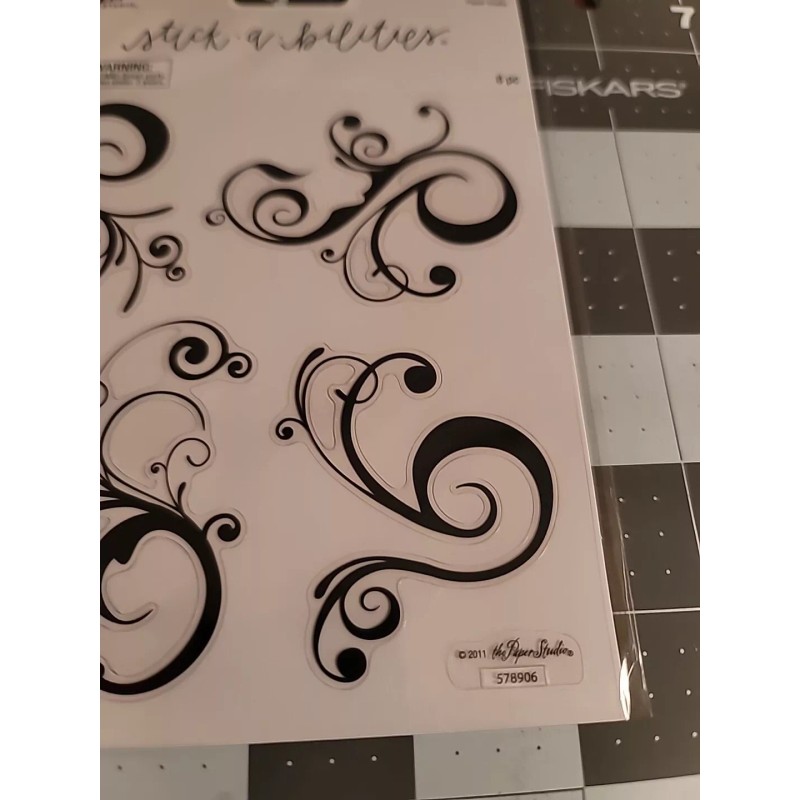 The paper studio stick a bilities BLK SWIRLS glitter stickers