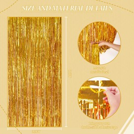 DECOCKRAT 2 Pack Foil Fringe Backdrop - Gold Shiny Tinsel Curtains for Party Decoration/Photo Booth Props - 3.3x6.6 FT Metallic Foil Backdrop for Birthday, Wedding, Graduation, Christmas.