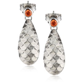 caï Women's Stud Earrings 925 Sterling Silver Rhodium-Plated Zirconia Orange, Sterling Silver, Cubic Zirconia