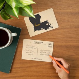 Louisiana, Home State, Gray on White (4x6 Birch Wood Postcards, 2-Pack Stationary, Rustic Home Wall Decor)