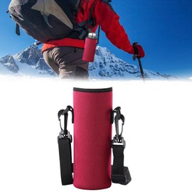 Neoprene Bag for Insulated Bottle, Neoprene Water Bottle Cover, Neoprene Sleeve for Water Bottles with Zip, Suitable for 550 ml Bottle for Camping, Hiking, Cycling, Running, Burgundy Red
