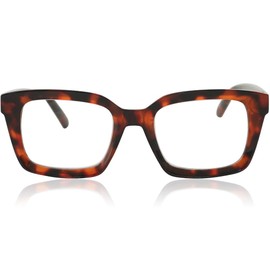 JiSoo Oversized Reading Glasses for Women 2.75, Stylish Designer Readers Large Frame with Spring Hinge， 2.75 Tortoise