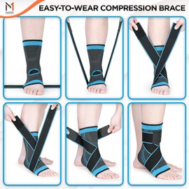 Mata1 Ankle Brace for Plantar Fasciitis, Sprain, Achilles & Tendonitis, Foot Wrap for Men & Women, Blue