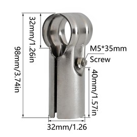 TopHomer 2 Pieces End Rail Clamp 3.5cm Stainless Steel T Pipe Clamps Connector Chain Link Fence Clamps with Screws and Nuts for Home, Warehouse, Shops