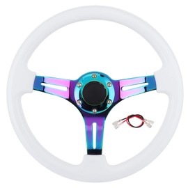 Terisass Volante Universal 14 Pulgadas Volante de Carreras de Coches de 6 Orificios                                                                   