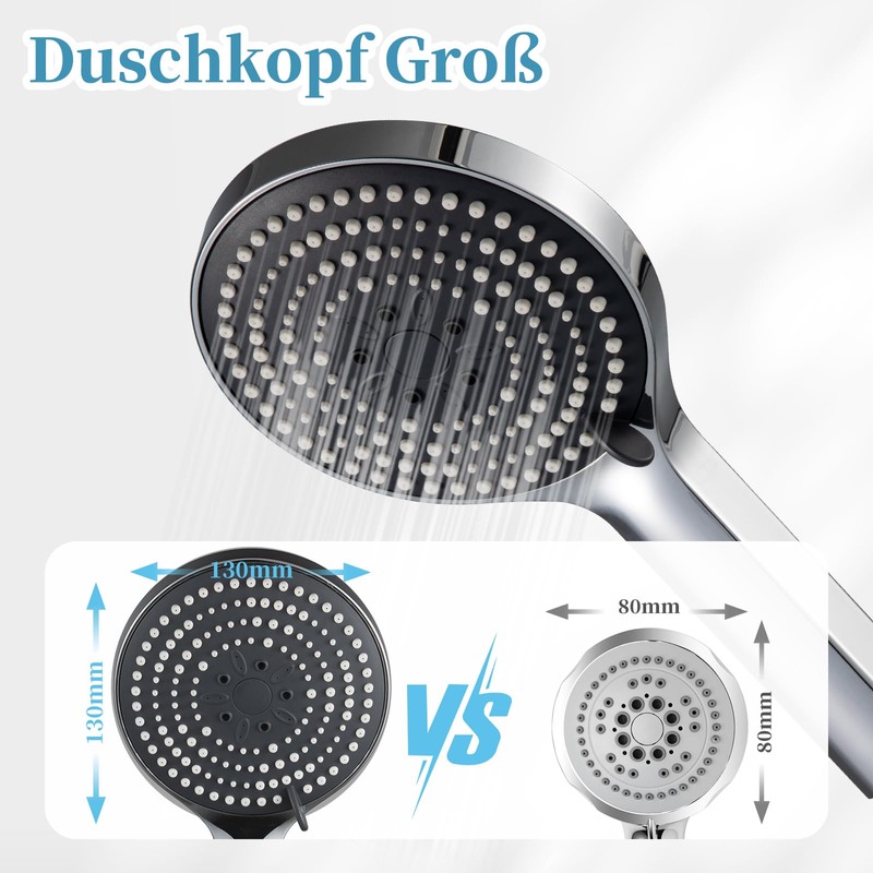 OFFO Shower Head with Hose and Holder, Large Shower Head