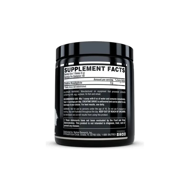 Creatina Drive Monohidratada Pura 300g. Nutrex Sin Sabor