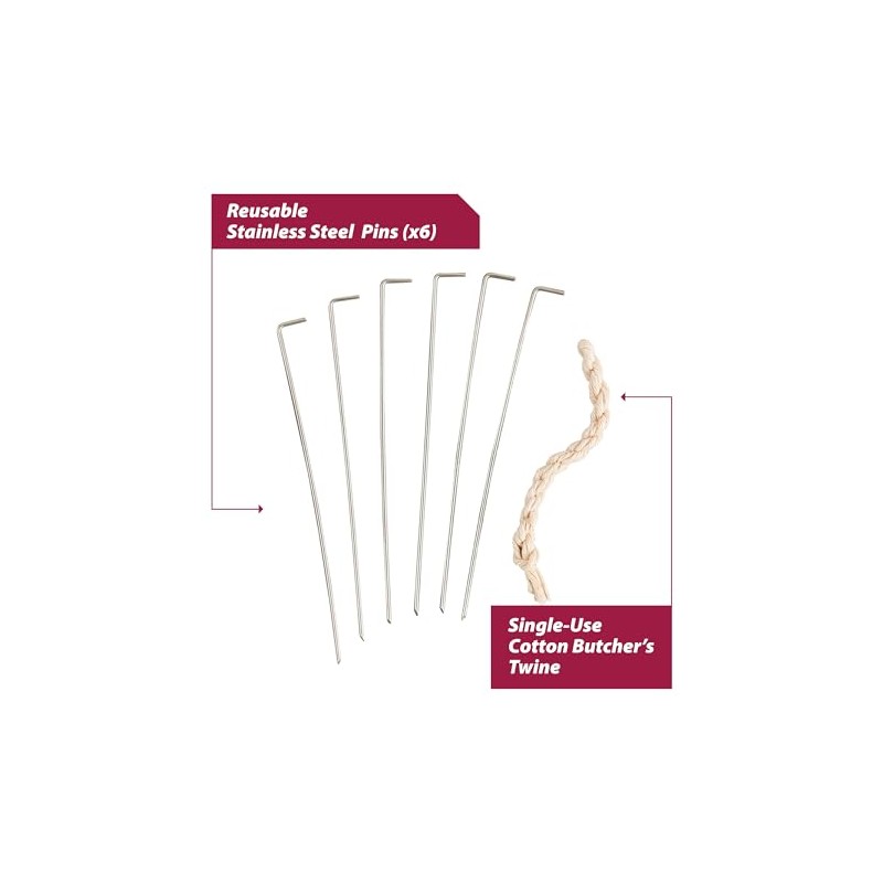 HIC Kitchen Roasting Holiday Turkey Lacer Kit, Cotton Butcher’s Twine,