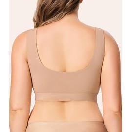 BRABIC Front Closure Bras for Women Post Surgery Compression Mastectomy Surgical Support Wireless Full Coverage Bra (US, Alpha, Large, Regular, Regular, Light Brown)