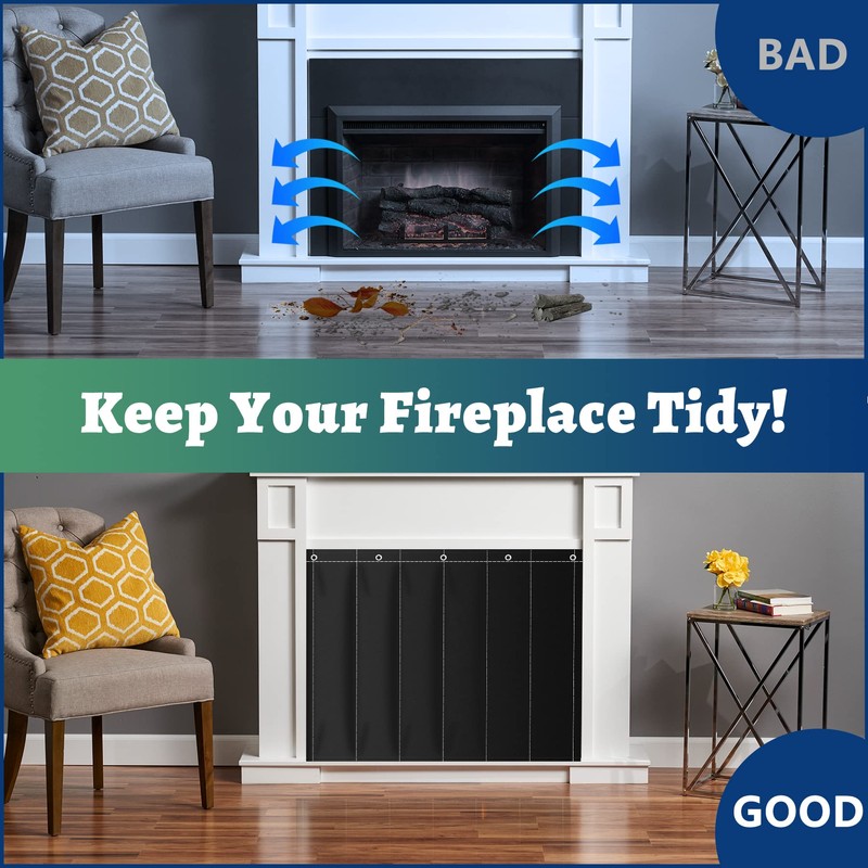 Magnetic Fireplace Covers Indoor for Insulation, Fireplace Draft Stopper Blanket