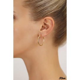 14k Yellow Gold Classic Shiny Polished Round Hoop Earrings, 2mm tube (30mm (1.2 inch))…