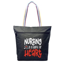 Large Nursing Zippered Tote Bags with Pockets for Nurses - Perfect for Work, Gifts for CNA, RN, Nursing Students