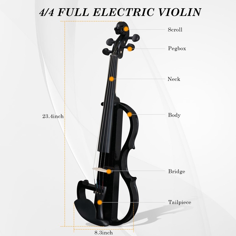 Ktaxon Full Size Electric Violin, 4/4 Acoustic Silent Electric Violin