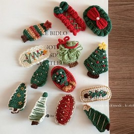 New Christmas Season Knit Tree Hairpin BB Pin (lf1167) Free Size/Tree - White Green 10ea