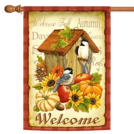 Toland Home Garden 102503 Autumn Birds Fall Flag 28x40 Inch Double Sided for Outdoor Welcome House Yard Decoration