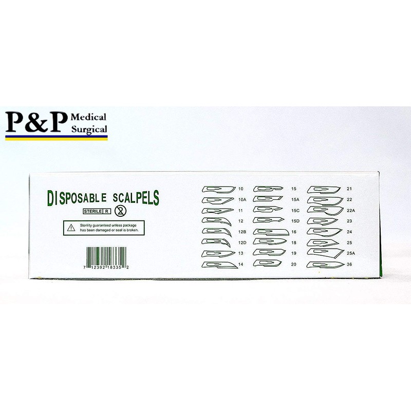 Disposable Scalpels Sterile Surgical Blade Size 22 Stainless Steel with
