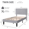VECELO Twin Size Platform Bed Frame with Adjustable Upholstered Headboard,