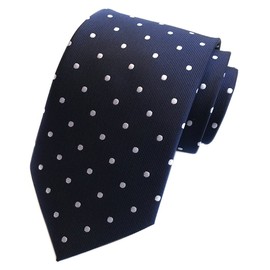Secdtie - Corbatas de seda para hombre, diseño de lunares, tela jacquard, para bodas, fiestas y negocios, Navy Blue(white Dot), Talla única