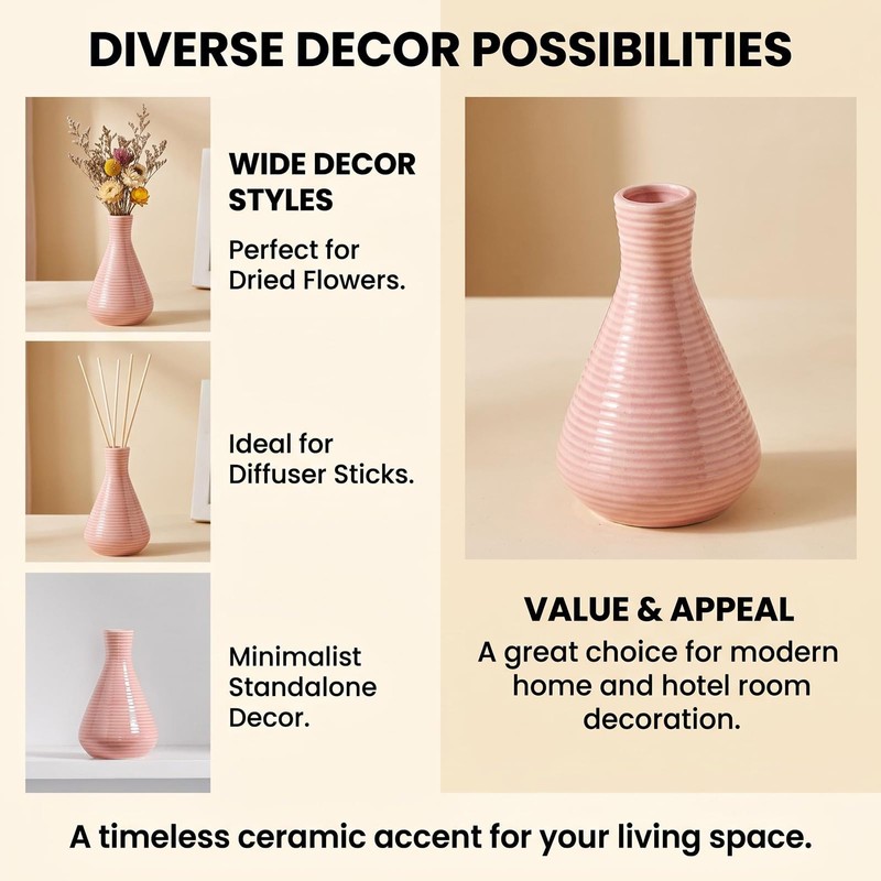 4 Inch Pink Small Ceramic Bud Vase with Narrow Mouth