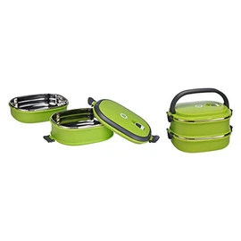 Thormo Lunch Box Vesper box system 2 x 600ml Insulated Drinks Flask Thermoxbehä Switch Green 12218