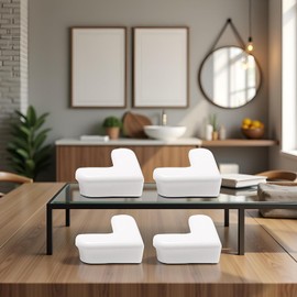 4-Pack White Corner and Edge Protectors - Self-Adhesive Bumpers for Furniture, Desks and Tables, Shock-Absorbing Guards for Home and Office Use
